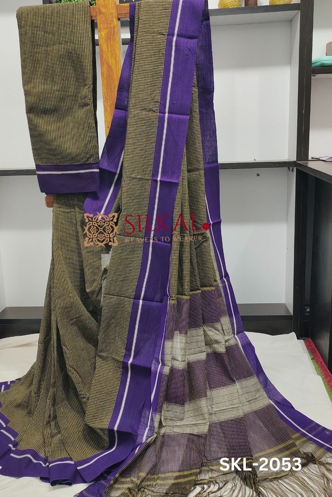 Patteda Anchu Checks With Plain Border