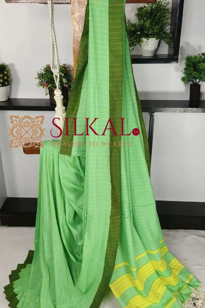 SKL03401 Ilkal Handloom Mercerised Cotton Stripe Saree 