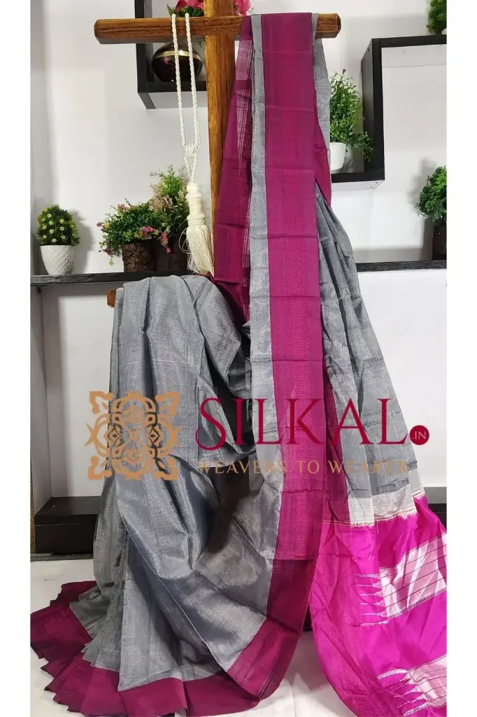 [SKL03335]  SKL03335 Ilkal Handloom Viscose Silk Chikki Paras Border Saree 
