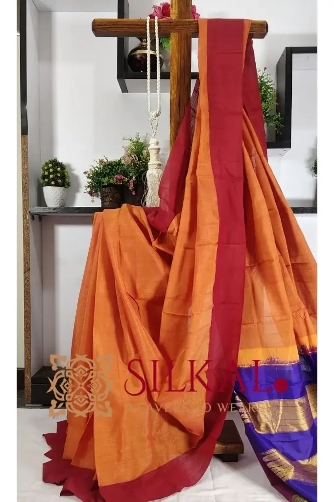 SKL03336 Ilkal Handloom Viscose Silk Chikki Paras Border Saree