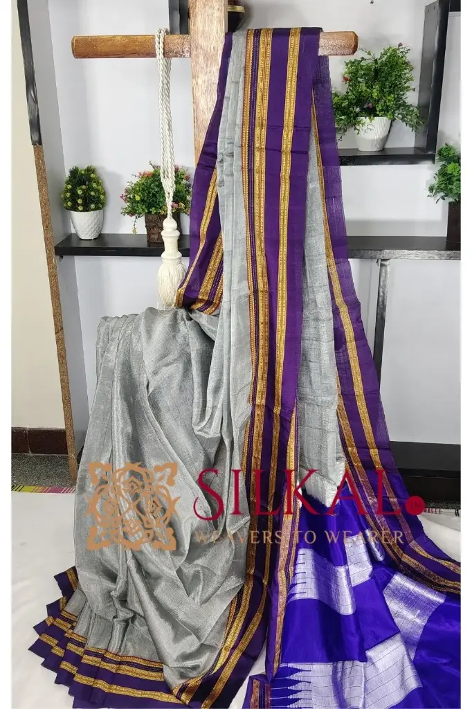 SKL3203 Ilkal Handloom Viscose Cotton Silk Gayatri Border Saree  