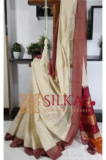 [SKL03337] SKL03337 Ilkal Handloom Viscose Silk Chikki Paras Border Saree 