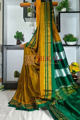[SKL1165] Ilkal Cotton Silk With Chikki Paras Border Saree