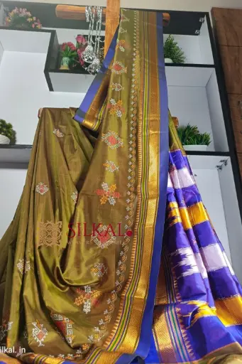 [SKL1697] SKL1697 Ilkal Semi Silk With Kasuti Saree