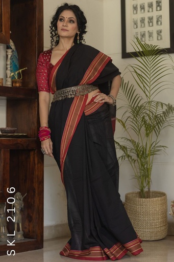 [SKL1175] Patteda Anchu Pure Cotton With Chikki Paras Border