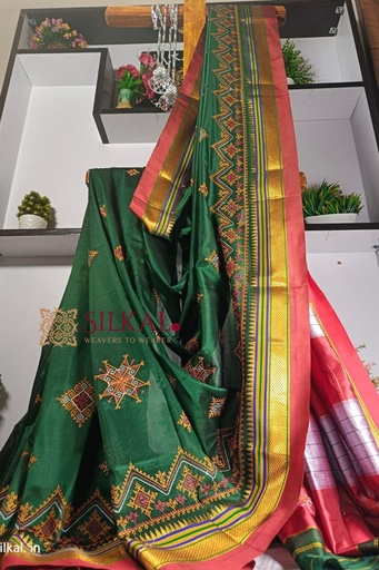 [SKL1185] Ilkal Semi Silk With Kasuti Saree
