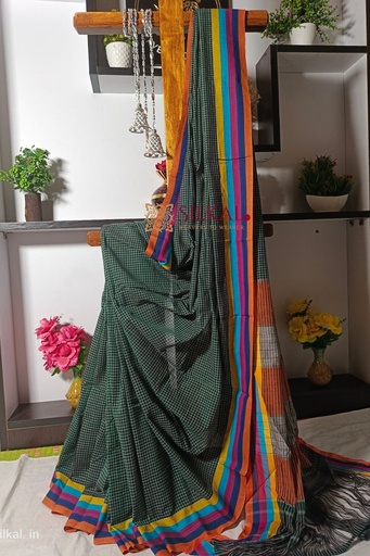 [SKL1187] Patteda Anchu Pure Cotton Handloom Saree