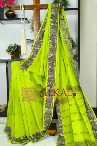 [SKL03587] SKL03587 Banahatti Cotton Saree With Traditional Border Saree 
