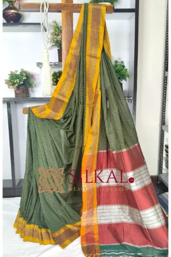 [SKL03585] SKL03585 Ilkal Embossed With Mercerized Cotton Saree 