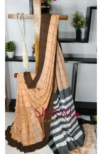 [SKL03464] SKL03464 Patteda Anchu Checks With Plain Border Saree  
