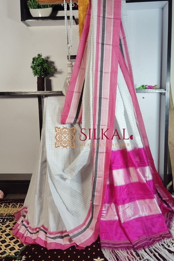 [SKL1201] Ilkal Handloom Cotton Silk Chikki Paras Border Saree