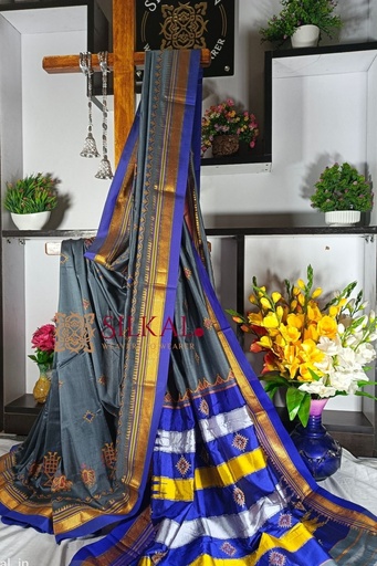 [SKL1229] Ilkal Semi Silk With Kasuti Saree