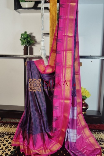 [SKL1242] One Side Border Chandarana Temple Saree