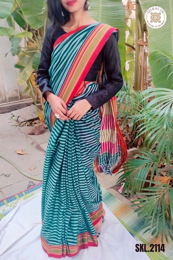 [SKL1253] Patteda Anchu Stripe With Chikki Paras Border