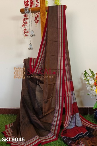 [SKL1268] Ilkal Viscose Silk Kaddi Saree With Gomi Border