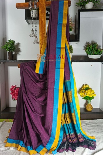 [SKL1287] Patteda Anchu Pure Cotton Handloom Saree