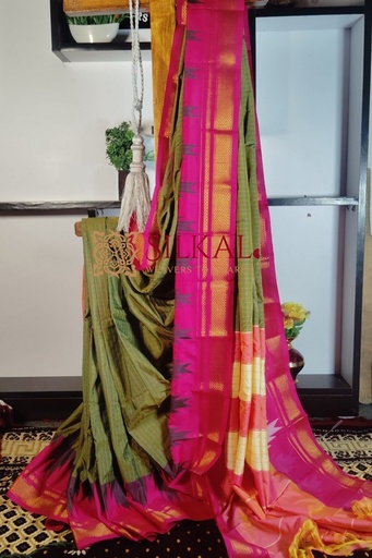 [SKL1312] One Side Border Chandarana Temple Saree
