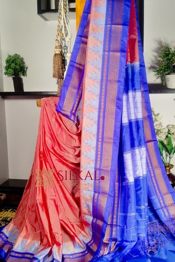 [SKL1316] Ilkal Cotton Silk Temple Saree