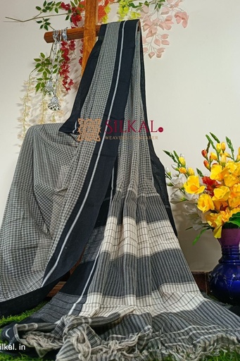 [SKL1331] Patteda Anchu Pure Cotton Handloom Saree