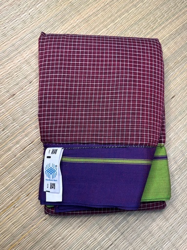 [SKL1334] Patteda Anchu Pure Cotton Handloom Saree