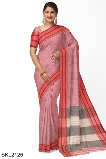 [SKL1349] Patteda Anchu Pure Cotton With Gaadi Dhadi Border Saree