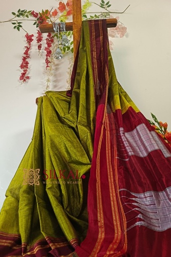 [SKL1369] Ilkal Handloom Viscose Cotton Silk Special Gayatri Border Saree