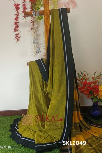 [SKL1380] Patteda Anchu Pure Cotton Handloom Saree
