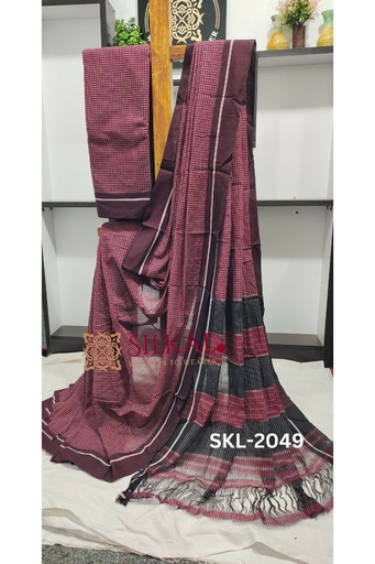[SKL1398] Patteda Anchu Checks With Plain Border