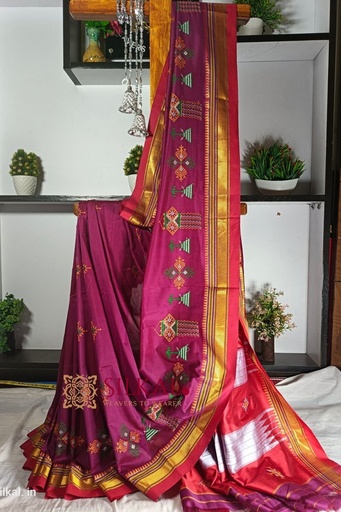 [SKL1407] Ilkal Semi Silk With Kasuti Saree