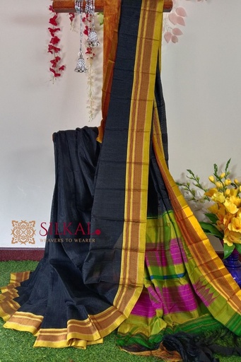 [SKL1410] Ilkal Handloom Viscose Cotton Silk Chikki Paras Border