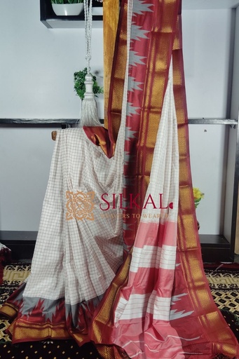 [SKL1471] One Side Border Chandarana Temple Saree