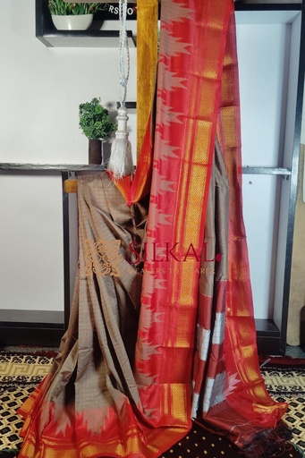 [SKL1472] One Side Border Chandarana Temple Saree