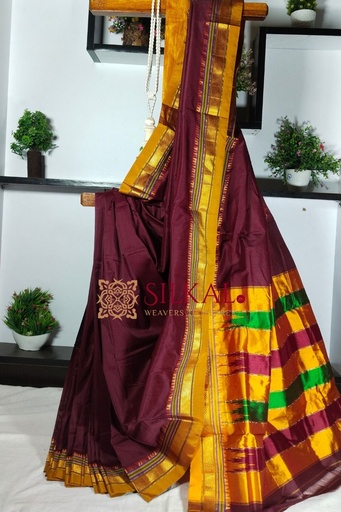 [SKL1495] Ilkal Plain Mercerised Silk Saree