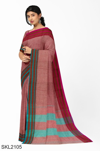 [SKL1527] Patteda Anchu Pure Cotton With Gaadi Dhadi Border Saree