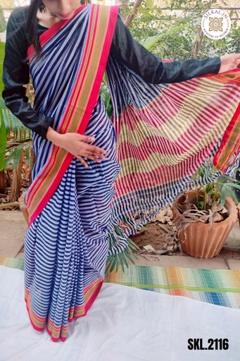 [SKL1539] Patteda Anchu Stripe With Chikki Paras Border
