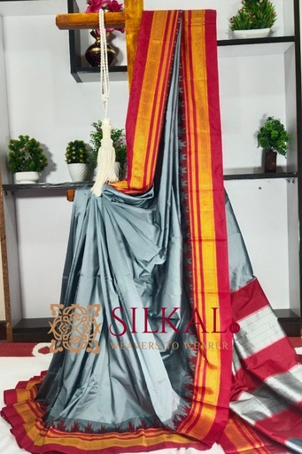 [SKL2094] SKL2094 Ilkal Poly Cotton Temple Gadwal Plain Saree