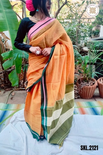 [SKL1542] Patteda Anchu Plain Design With Ganga Jamuna Border