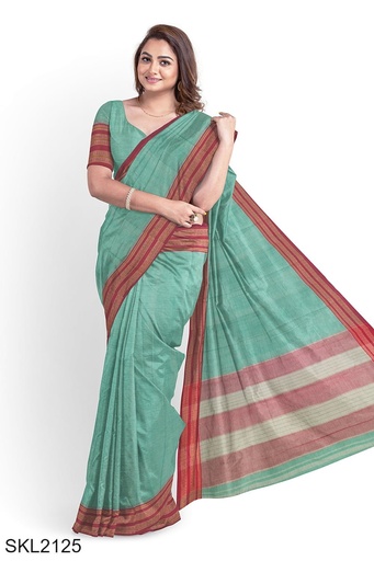 [SKL1554] Patteda Anchu Pure Cotton With Gaadi Dhadi Border Saree