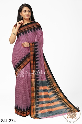 [SKL1574] Ilkal Checks Chaduranga Saree