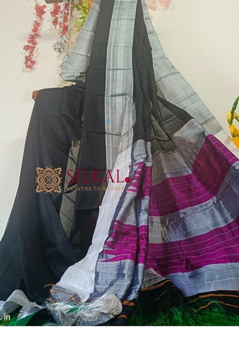 [SKL1601] Ilkal Handloom Viscose Silk Chikki Paras Border Saree