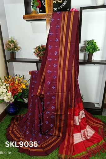 [SKL1614] Ilkal Print Viscose Silk Gayatri Border Saree