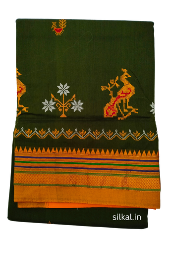 [SKL1638] Ilkal Kasuti Work Silk By Cotton Saree
