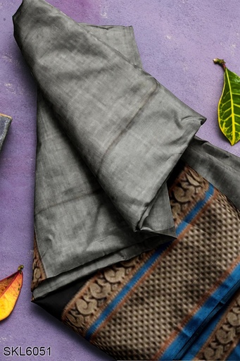 [SKL1676] Narayan Peth Plain Cotton Saree With Patti Pallu