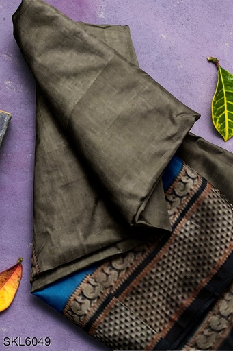 [SKL1679] Narayan Peth Plain Cotton Saree With Patti Pallu