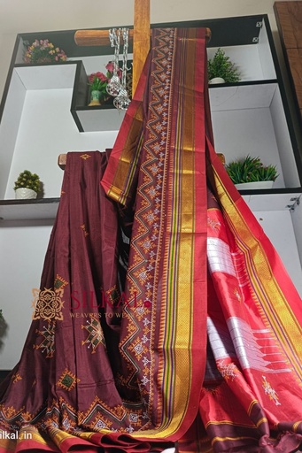 [SKL1695] Ilkal Semi Silk With Kasuti Saree