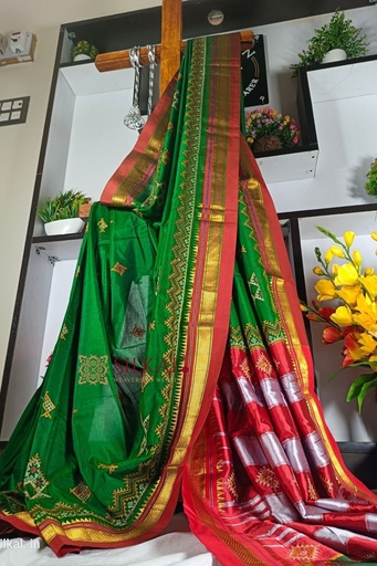 [SKL1703] Ilkal Semi Silk With Kasuti Saree