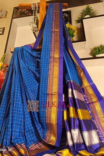 [SKL1715] Ilkal Checked Mercerized Silk