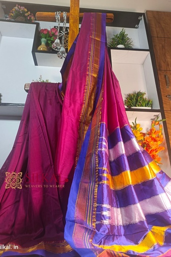 [SKL1722] Ilkal Plain Mercerized Silk Saree