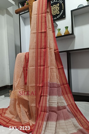 [SKL1048] Patteda Anchu Pure Cotton With Gaadi Dhadi Border Saree