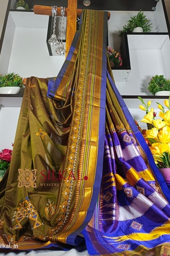 [SKL1750] Ilkal Semi Silk With Kasuti Saree